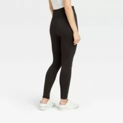 Women's High-Waist Seamless Fleece Lined Leggings - A New Day™ Dark Green