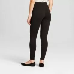 Women's High Waist Ponte Leggings - A New Day Black