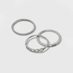 Silver Plated Cubic Zirconia Chain Stack Ring Set - A New Dayâ„¢