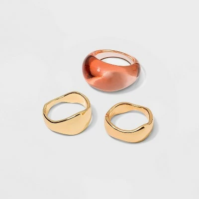 Mixed Organic Shape Smooth Ring Set 3pc - A New Day™ Rust 3 Mixed Organic Shape Smooth Ring Set 3pc - A New Day™ Rust