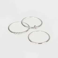 Sterling Silver with Cubic Zirconia Stacking Ring Set 3pc - A New Day™ -A New Day popular shop unnamed file 3538