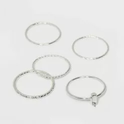 Clear Stone and Four Thin Ring Set - A New Day Silver