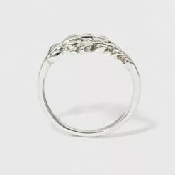 Silver Plated Leaf Bypass Ring - A New Day Silver