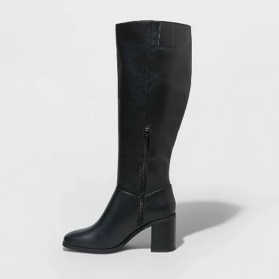 Women's Joy Tall Block Heeled Boots - A New Day™ Black 3 Women's Joy Tall Block Heeled Boots - A New Day™ Black