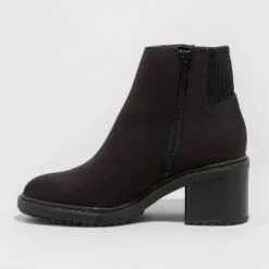 Women's Nancy Water Repellant Knit Collar Boots - A New Day™ Black