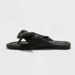 Women's Adley Bow Flip Flop Sandals - A New Day™ Black