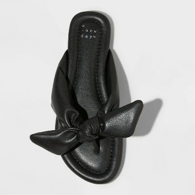 Women's Adley Bow Flip Flop Sandals - A New Day™ Black 4 Women's Adley Bow Flip Flop Sandals - A New Day™ Black - Image 2