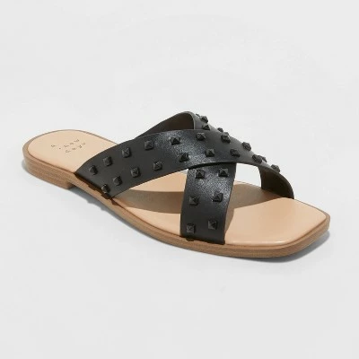 Women's Emmy Studded Crossband Sandals - A New Day™ Tan 6 Women's Emmy Studded Crossband Sandals - A New Day™ Tan - Image 4