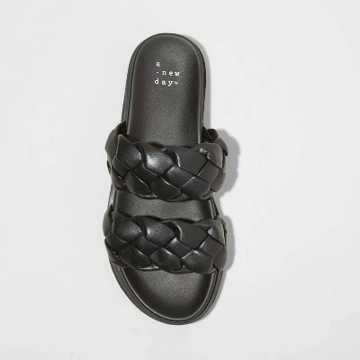 Women's Sage Braided Footbed Sandals - A New Day™ Black 4 Women's Sage Braided Footbed Sandals - A New Day™ Black - Image 2