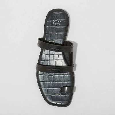 Women's Marilyn Toe Loop Slide Sandals - A New Day™ Black 4 Women's Marilyn Toe Loop Slide Sandals - A New Day™ Black - Image 2