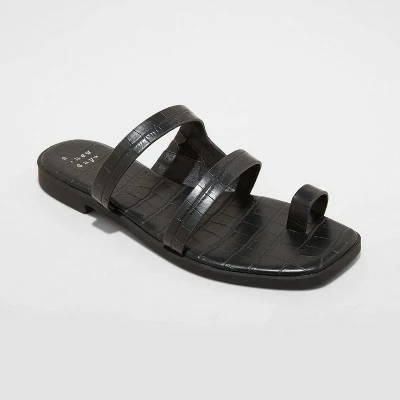 Women's Marilyn Toe Loop Slide Sandals - A New Day™ Black 6 Women's Marilyn Toe Loop Slide Sandals - A New Day™ Black - Image 4