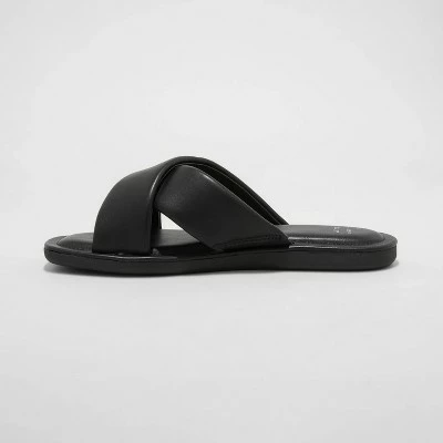 Women's Daisy Crossband Slide Sandals - A New Day™ Black 3 Women's Daisy Crossband Slide Sandals - A New Day™ Black