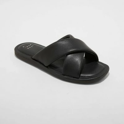 Women's Daisy Crossband Slide Sandals - A New Day™ Black 6 Women's Daisy Crossband Slide Sandals - A New Day™ Black - Image 4