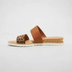 Women's Coco Two Band Slide Sandals - A New Dayâ„¢ Brown/leopard