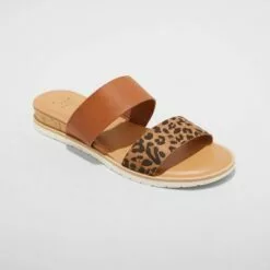 Women's Coco Two Band Slide Sandals - A New Day™ Brown/leopard -A New Day popular shop unnamed file 3713
