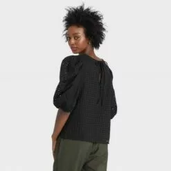 Women's Short Puff Sleeve Eyelet Top - A New Dayâ„¢