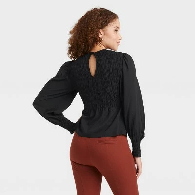 Women's Long Sleeve Smocked Top - A New Day™ 3 Women's Long Sleeve Smocked Top - A New Day™