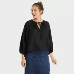 Women's Raglan Long Sleeve Tie-Front Top - A New Day™ -A New Day popular shop unnamed file 3790