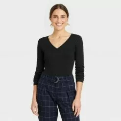 Women's Long Sleeve V-Neck Ribbed T-Shirt - A New Day™ 8 Women's Long Sleeve V-Neck Ribbed T-Shirt - A New Day™ -A New Day popular shop unnamed file 3881