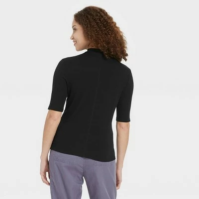 Women's Elbow Sleeve Mock Turtleneck T- Shirt - A New Day™ 3 Women's Elbow Sleeve Mock Turtleneck T- Shirt - A New Day™