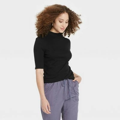 Women's Elbow Sleeve Mock Turtleneck T- Shirt - A New Day™ 5 Women's Elbow Sleeve Mock Turtleneck T- Shirt - A New Day™ - Image 3