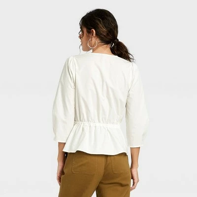 Women's 3/4 Sleeve Wrap Top - A New Day™ 3 Women's 3/4 Sleeve Wrap Top - A New Day™