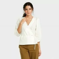 Women's 3/4 Sleeve Wrap Top - A New Day™ 8 Women's 3/4 Sleeve Wrap Top - A New Day™ -A New Day popular shop unnamed file 3973