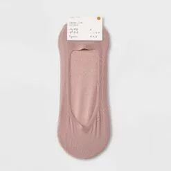 Women's Ribbed Nylon 2pk Liner Socks - A New Day™ Pink/Beige 4-10