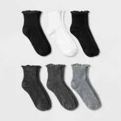 Women's 6pk Lettuce Edge Ankle Socks - A New Day™ 4-10 Black/white/gray 11 Women's 6pk Lettuce Edge Ankle Socks - A New Day™ 4-10 Black/white/gray -A New Day popular shop unnamed file 4061