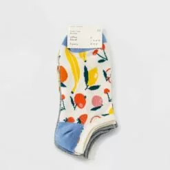 Women's Mixed Fruit 3pk Low Cut Socks - A New Day™ Ivory/Gray 4-10