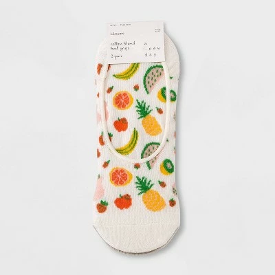 Women's Mixed Fruit 3pk Liner Socks - A New Day™ Ivory/Oatmeal Heather 4-10 3 Women's Mixed Fruit 3pk Liner Socks - A New Day™ Ivory/Oatmeal Heather 4-10