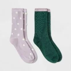 Women's 2pk Polka Dot and Soft Shimmer Crew Socks - A New Day™ 4-10 Purple/green 15 Women's 2pk Polka Dot and Soft Shimmer Crew Socks - A New Day™ 4-10 Purple/green -A New Day popular shop unnamed file 4100