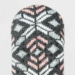 Women's Geo Double Lined Cozy Booties with Grippers - A New Day™ Charcoal Heather 4-10 -A New Day popular shop unnamed file 4113