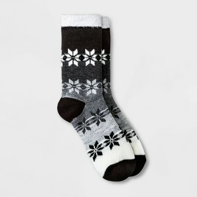 Women's Gradient Snowflake Double Lined Cozy Crew Socks - A New Day™ Black/Charcoal/Heather Gray 4-10 4 Women's Gradient Snowflake Double Lined Cozy Crew Socks - A New Day™ Black/Charcoal/Heather Gray 4-10 - Image 2