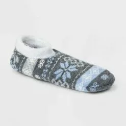 Women's Fair Isle Double Lined Cozy Booties with Grippers - A New Day™ Heather Gray/Blue 4-10 -A New Day popular shop unnamed file 4147