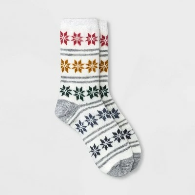 Women's Gradient Snowflake Double Lined Cozy Crew Socks - A New Day™ Ivory 4-10 4 Women's Gradient Snowflake Double Lined Cozy Crew Socks - A New Day™ Ivory 4-10 - Image 2