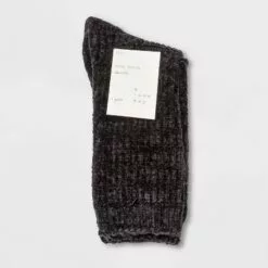 Women's Textured Chenille Cozy Crew Socks - A New Day™ 4-10 Gray