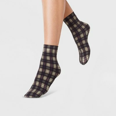Women's Plaid Anklet Socks - A New Day™ Black/Tan 4-10 4 Women's Plaid Anklet Socks - A New Day™ Black/Tan 4-10 - Image 2