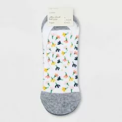 Women's Floral Dandelion 3pk Liner Socks - A New Day™ White/Blue 4-10