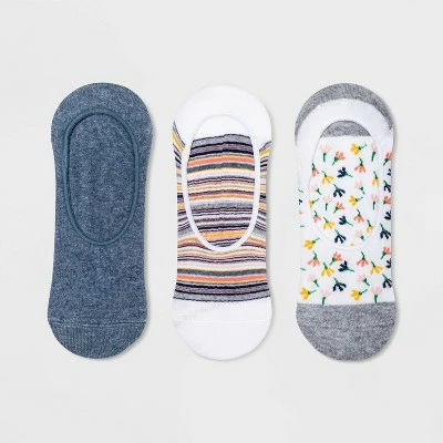 Women's Floral Dandelion 3pk Liner Socks - A New Day™ White/Blue 4-10 4 Women's Floral Dandelion 3pk Liner Socks - A New Day™ White/Blue 4-10 - Image 2