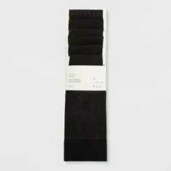 Women's 6pk Herringbone and Opaque Trouser Socks - A New Day™ Black 4-10