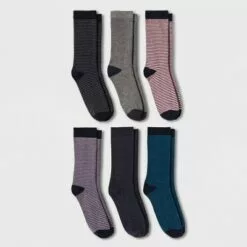 Women's Striped 6pk Crew Socks - A New Day™ 4-10 Assorted Colors -A New Day popular shop unnamed file 4255