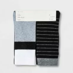 Women's Striped 6pk Crew Socks - A New Day™ Black/White/Gray 4-10
