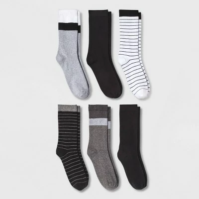 Women's Striped 6pk Crew Socks - A New Day™ Black/White/Gray 4-10 5 Women's Striped 6pk Crew Socks - A New Day™ Black/White/Gray 4-10 - Image 3