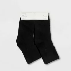Women's 6pk Mary Jane Fold Over Cuff Crew Socks - A New Day™ Black 4-10