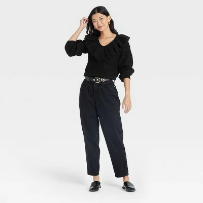 Women's V-Neck Ruffle Pullover Sweater - A New Day™ 4 Women's V-Neck Ruffle Pullover Sweater - A New Day™ - Image 2