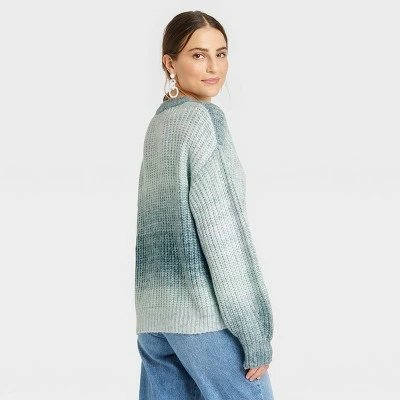 Women's Crewneck Pullover Sweater - A New Day™ Teal Spacedye M 3 Women's Crewneck Pullover Sweater - A New Day™ Teal Spacedye M