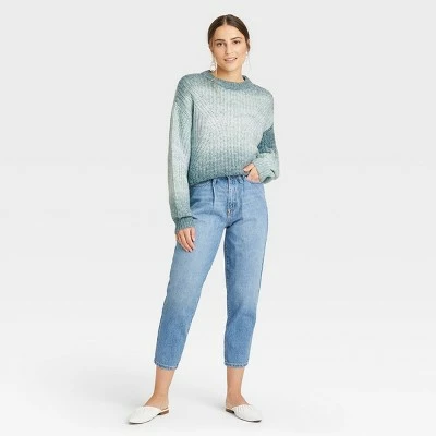 Women's Crewneck Pullover Sweater - A New Day™ Teal Spacedye M 4 Women's Crewneck Pullover Sweater - A New Day™ Teal Spacedye M - Image 2