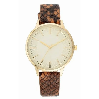 Women's Snakeskin Band Watch - A New Day™ Brown 3 Women's Snakeskin Band Watch - A New Day™ Brown