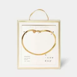 14K Gold Plated Herringbone Chain Bracelet - A New Day™